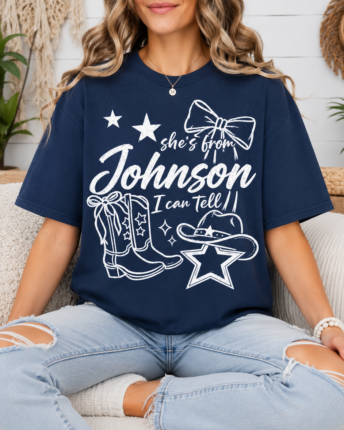 She's from (School name) I can tell- T-shirt (Customizable Options)
