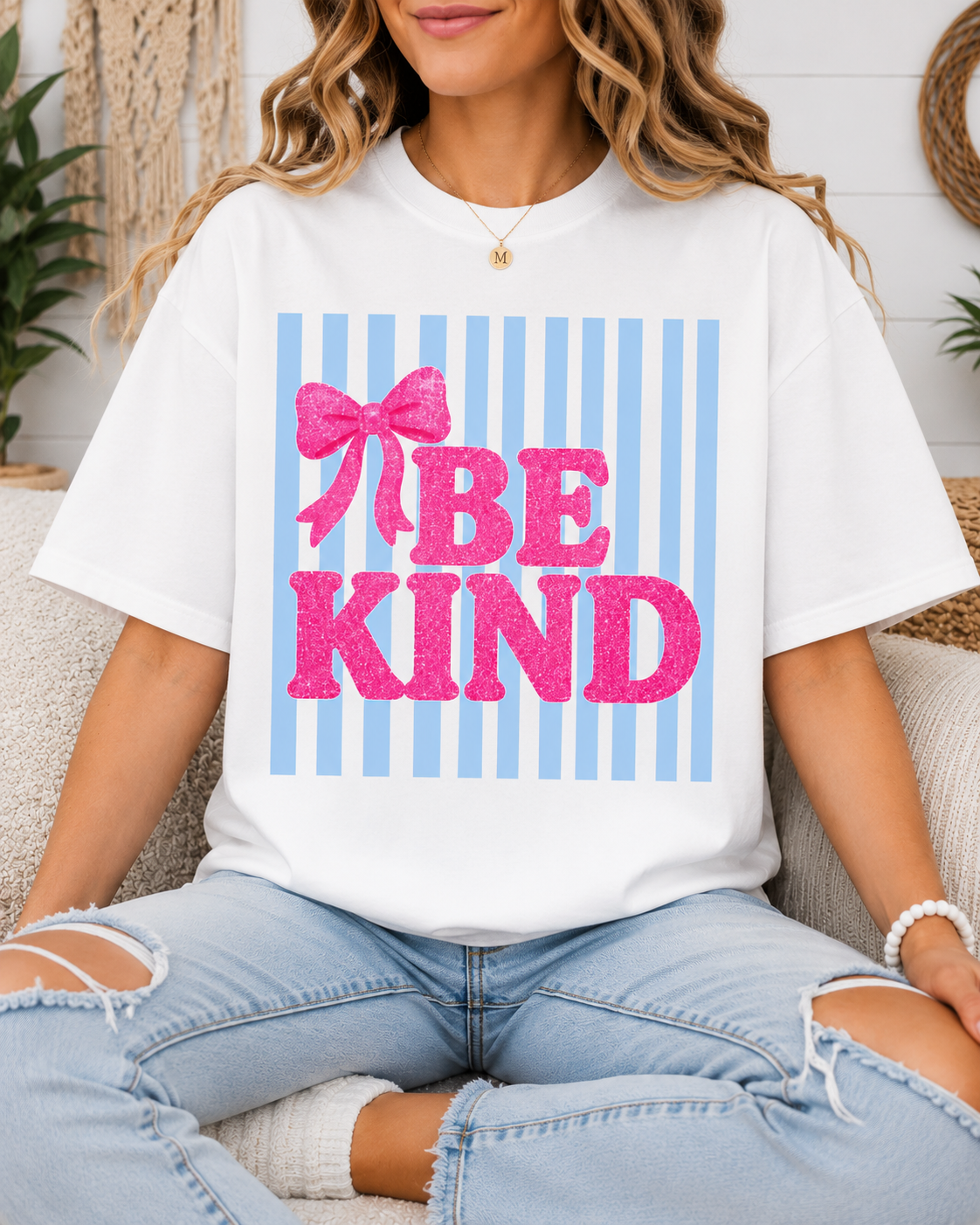 Be Kind Stripe Bow T-Shirt