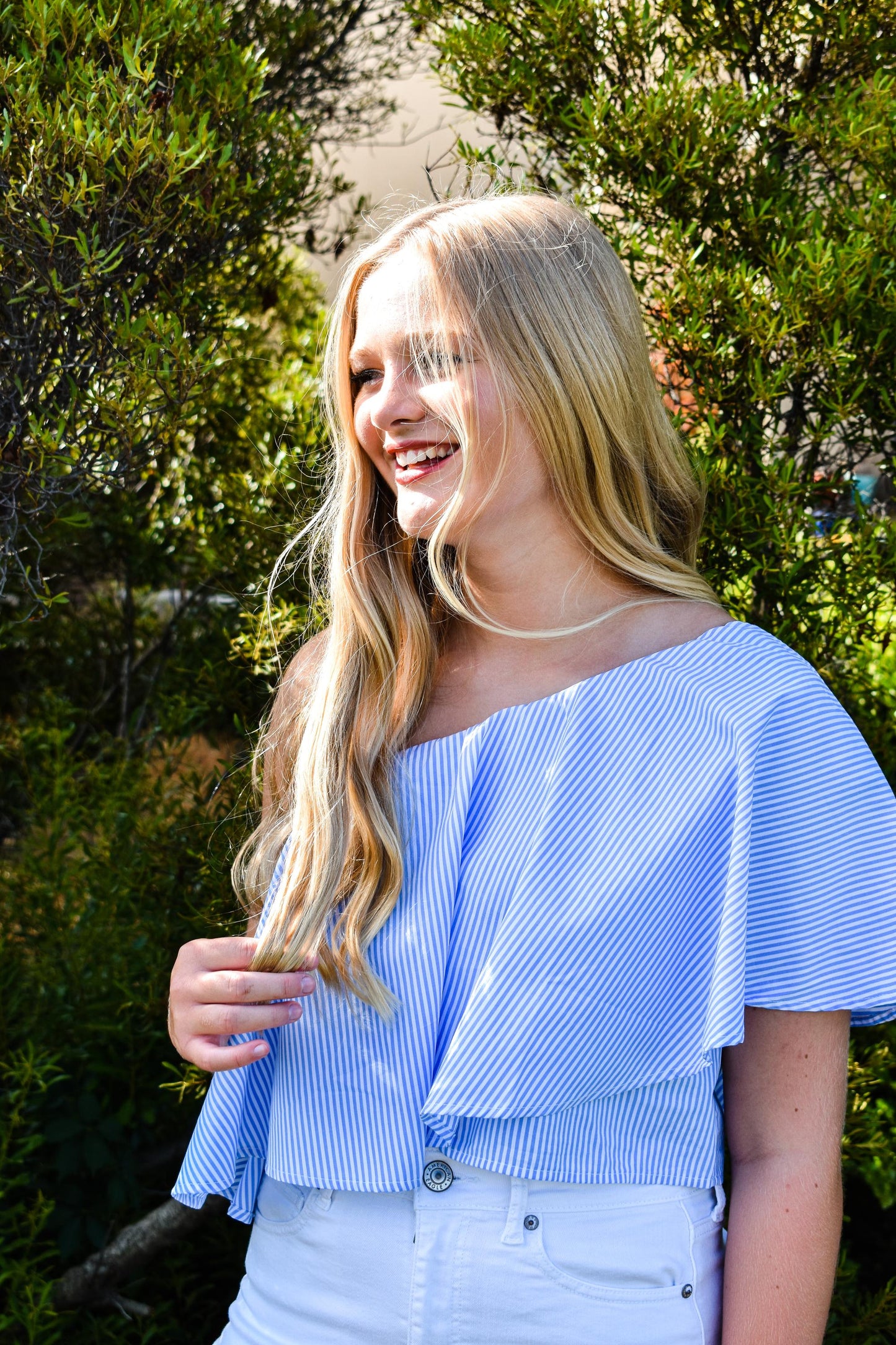 Lovely and Blue Ruffled Crop Top