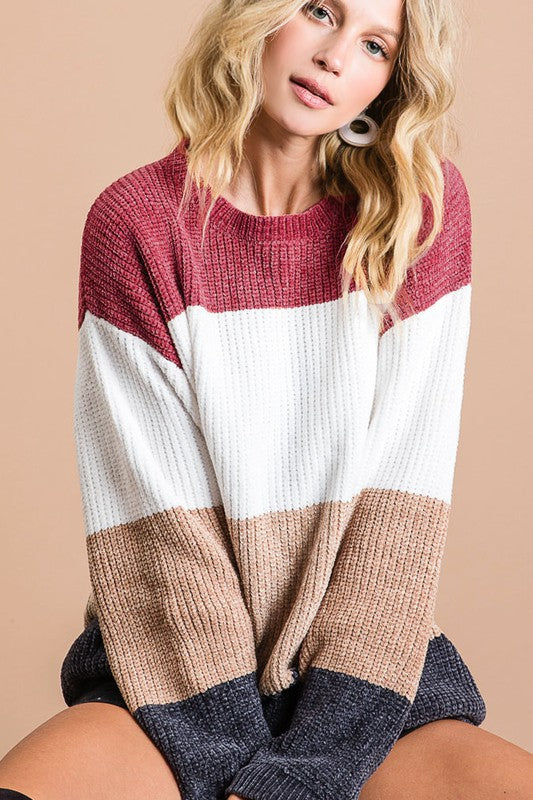 All Eyes On You Sweater in Burgundy